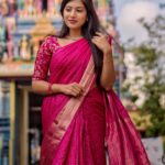 Dhanalakshmi Saminathan Instagram - Beautiful checked saree from @rang_gopika Shot by : @tru_the_lens_with_monk Blouse stitched by: @askcouture.7 . . . #instapost #instadaily #indianwear #traditionalwear #saree #sareelove #pink #checkedsaree #material #dressup #fyp #featured #dhanasaminathan
