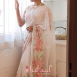 Dharshana Ashokan Instagram - A floral linen that made her the poetry itself @dharshana_ashokan looking ethereal in our linen saree, the sweetest muse ever ❤️ Fabric: Blended Linen Blouse: Floral print in blended linen Work: Print and woven Zari Book directly on our website (link in bio) 🔎Search code: DHARSHANA HAFSAAD.COM Saree: @hafsaaddotcom MUA: @makeup_by_kez HAIR: @banuhairstylist Please note: all videos/ pictures used in our social media handles are shot at our studio and are 100% real product images and videos Dm/ WhatsApp 90437 77815 for queries/ custom stitching and international orders