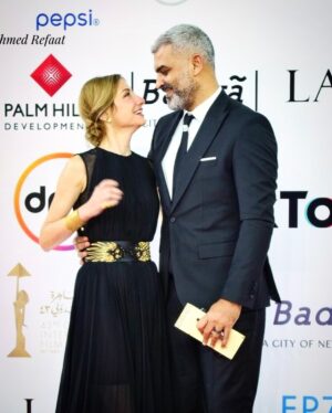 Diamand Abou Abboud Instagram - Us♥️ at the closing ceremony of the CIFF @cairofilms 

Styled by @georgesrichane 
Dress by @basilsodaworld @jadsoda 
Hair @butterflyhairstudioo 
Accessories @kaffatma 
Big thank you to all !!!

#love #myman #ciff #cinema #festival #films #life #laughter #dreams #cairofilmfestival #cairo #egypt