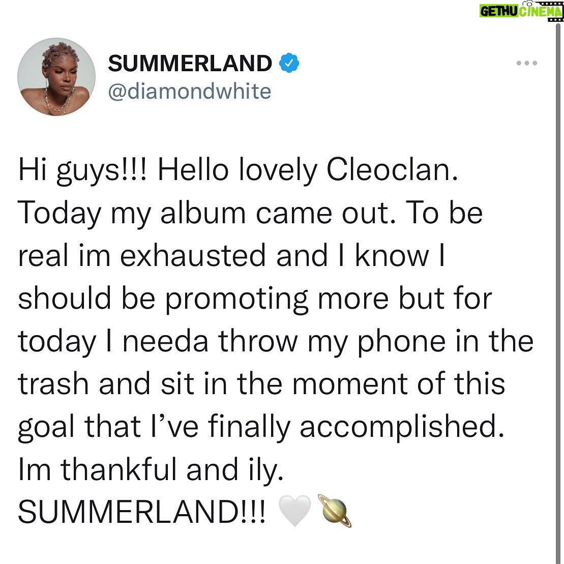 Diamond White Instagram - •respectfully spending my day sobbing im so happy man 🤍🪐•