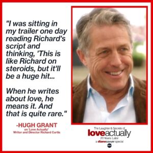 Diane Sawyer Instagram - Stars of ‘Love Actually’ - along with the writer and director - are marking the 20th anniversary of the making of the Holiday classic and the lasting messages from the film, in a new #abc2020 special with @DianeSawyer. | Watch the premiere Tuesday at 8/7c on ABC. Stream next day on Hulu.