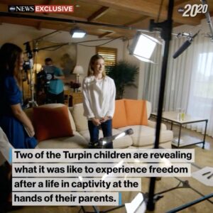 Diane Sawyer Instagram - Two of the Turpin children are revealing what it was like to experience freedom after a life in captivity at the hands of their parents. Jordan and Jennifer Turpin are the first of the 13 siblings to share their stories, in an exclusive interview with @dianesawyer. Watch the 20/20 special “Escape from a House of Horror” - premiering Friday at 9/8c on ABC. Stream next day on Hulu.