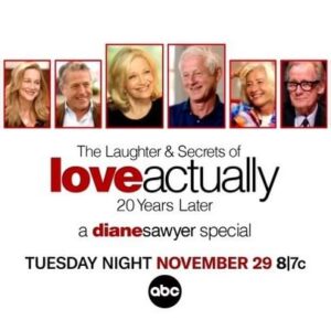 Diane Sawyer Instagram - Tonight — Hope you’ll join us as we discover the secrets and stories behind one of the most beloved Christmas movies of our time — Love Actually. A new look at its hilarity, heartbreak, and lessons of love. Tonight at 8:00pm EST on @abc2020 @abcnews. Wednesday on @hulu
