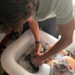 Dianna Cowern Instagram - Dianna's husband washing her hair. Kyle has to do it for her, as she is too weak to do it herself. Caring for Dianna is a 24/7 job and it's only possible through all the help and support she receives. #longcovid #chronicfatigue #MECFS #notaflue