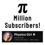 Dianna Cowern Instagram - We told Dianna how many subscribers she had....and she of course responds "I have Pi million subscribers?!" We all miss that sense of humor a lot, even with her brain fog she's still a math nerd. Thanks to all her followers for keeping the channel alive and spreading her science education to everyone!