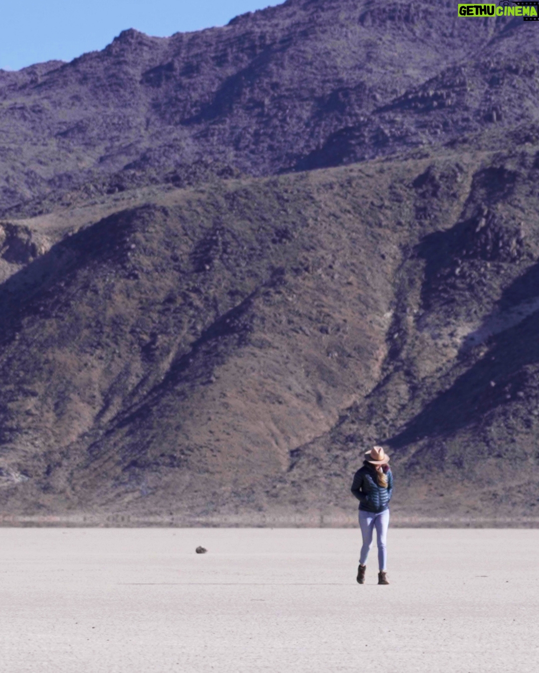 Dianna Cowern Instagram - Did you know the Badwater Basin in Death Valley is the lowest point in the contiguous U.S. at 282 ft. below sea level? And it is only roughly 80-85 miles from the highest point, Mount Whitney. This is a little throwback to when Dianna went to Death Valley to explore the mysterious moving rocks at the Racetrack Playa. #PhysicsGirl #geology #deathvalley #theracetrackplaya #badwaterbasin #SailingStones #mystery #geologymystery