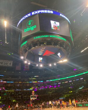 Dianne Doan Instagram - BUCKET LIST MOMENT. My mind is still blown from last night. Being in an arena filled with @lakers fans is an adrenaline rush that cannot be replaced. I’m so grateful for the opportunity to experience it. 

Thank you @bibigousa for having us. @danakadan you seriously are the man🙏🏼 appreciate you so much. And everyone who works so tirelessly to make nights like these run smoothly. We felt so safe and well taken care of.🙏🏼 

And lastly…. When I say I SCREAMED when I saw @bibigousa on the court, on the Jumbotron, on the seats, and jerseys. It’s unreal what this kind of representation means. To know that our community is reaching new heights….. PROUD is an understatement.💜💛💜💛