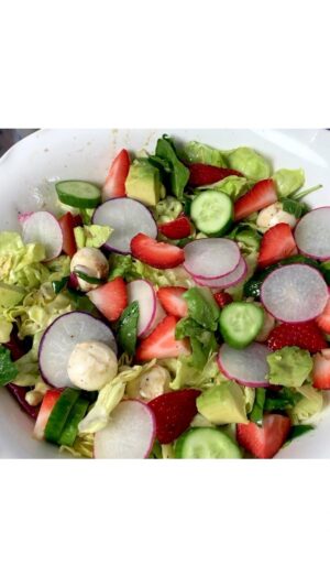 Dina Deleasa Instagram - Can’t believe my little sous chef is finishing her Kindergarten year tomorrow! She was doing some cooking a long side me tonight , she is a total pro!

She still loves this simple strawberry salad, sometimes we swap the strawberries for apples. I think the fact that she loves mommies salad dressing does the trick! Ingredients below!

10 oz of baby spinach and butter lettuce or mixed greens
1 cup strawberries, sliced
1 cup mozzarella balls (celigene style)
1/2 cup baby cucumbers sliced 
radishes (optional)
avocado (optional)

Dressing
1/4 cup olive oil
1 tbsp balsamic vinegar
2 tsp Dijon mustard 
2 tsp honey
1 tsp shallot, chopped
1/2 tsp dried oregano
kosher salt- to taste
pepper-to taste

#saladrecipe #strawberrys #kidfriendlyfood