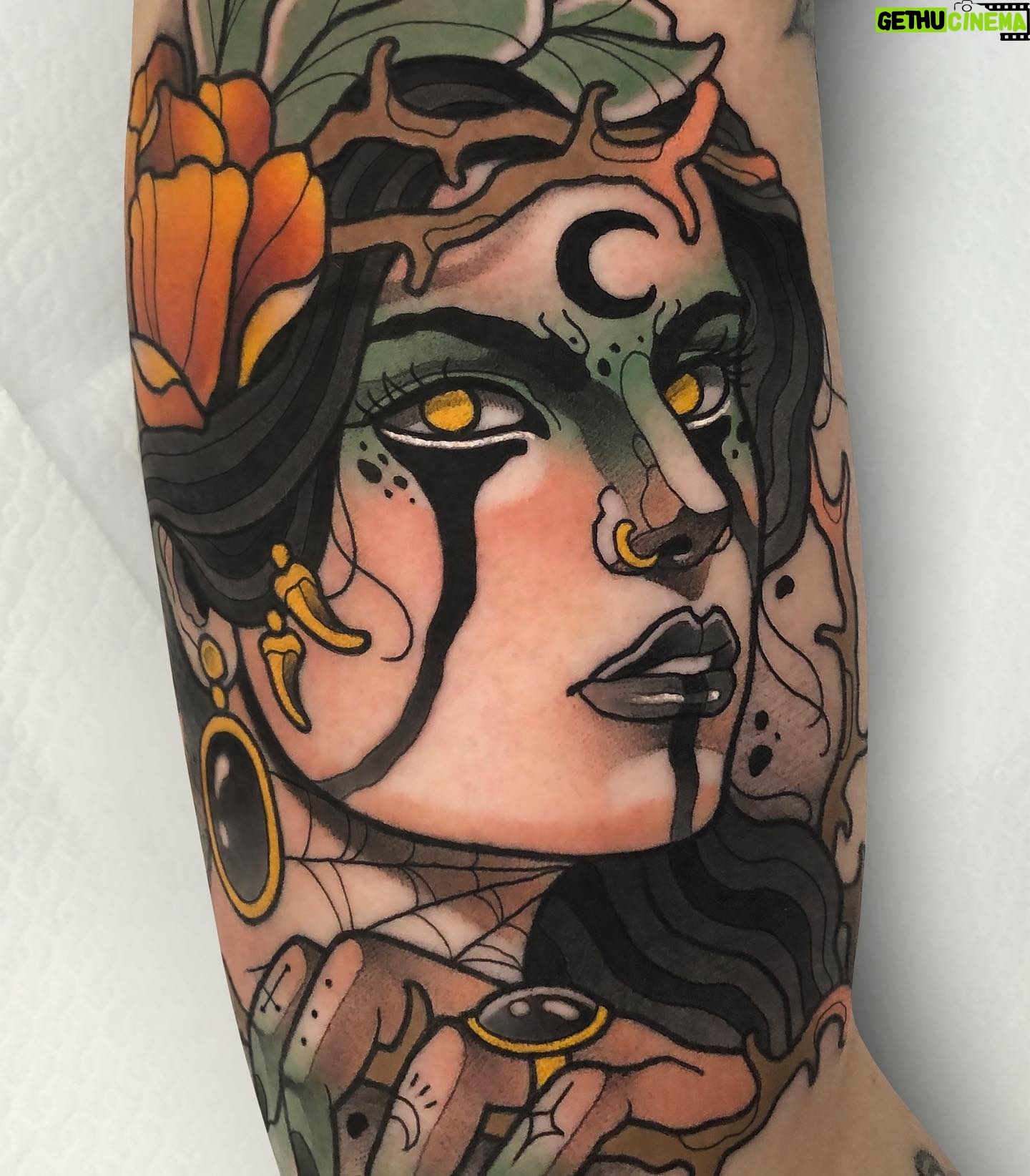 Dionne Slagter Instagram - Neo traditional Forrest Witch tattoo! Thanks @onnedi for letting me do this super fun piece! It was a long day but you took it like a champ πͺπ»ππ» @pepax.official #witchtattoo #witchtattoos #lancecartridges #pepaxlance #pepaxcartridges #pepax #tattoosofinsta #neotraditionaleurope #neotraditionalworldwide #neotraditionalworld #neotradeu #neotradeurope #neotradworldwide #neotradworld #neotradtattoos #neotradtattz #neotradtattoo #neotraditionaltattoo #neotraditionaltattoos #neotraditionaltattooers #neotradsub #neotradstyle #colortattoos #colourtattoos #neotradink #neotraditionalist #neotraditionalart #neotraditionals #neotraditionalartist #countyourblessings