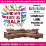 Divya Bharathi Vetrivel Instagram - ☆THE GREAT INDIAN FURNITURE SALE 🛋☆ The most awaited FURNITURE exhibition of the season in CHENNAI Ethnic Furniture, Contemporary Furniture , Bed room set , Dinning table , Office Furniture , Metal Furniture, Shesham wood Furniture, Teak wood Furniture, Outdoor Furniture, Artifacts , Marble statues , Massage chair , Ladders , Carpets n Rugs And Much More . All under one roof. Date - 24 - 25 - 26 - 27 MAY 2024 Timings - 10.00 am to 8.30pm Venue - 📍CHENNAI TRADE CENTRE, NANDAMBAKKAM , CHENNAI. FOR ENQUIRIES : 7448767203 #iadsandevents #exhibition #events #furniture in all post/reels/ stories.