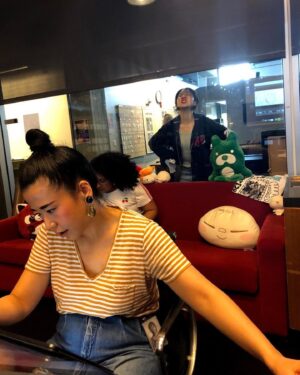 Domee Shi Instagram - Precious moments during the production of Turning Red. We worked the first two years in person, and the last two from home. Grateful for our talented, adaptable, magical crew❤️🙏