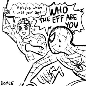 Domee Shi Instagram - A couple of silly doodles about #spidermanmilesmorales I finished the game! Short and sweet, but something was very off 😂I’ll never accept the new Peter design!!