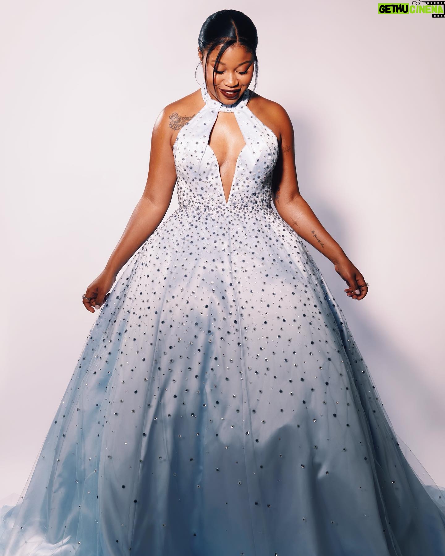 Dominique Fishback Instagram - ♠️ The People’s Princess. ♠️ Thank you to @miumiu for a dress so befitting last night. My first Emmy Nomination. 🥹 @madisonguest you style me to perfection and I love you @billieegene you love and look out for me for in more ways than glam and I appreciate you. @elizabeth.semande thank you for flying from nyc to do my hair . I love it so much. So glad that you’re on team Dom! All the people behind the scenes and on my team I am grateful @jpwphoto thank you for always capturing such special moments in my career @jowaansully you already know 🫶🏽 @meghankucich thank you for all your help and style behind the seams :) Yall are soooo #oFISHial More to come. Congratulations to everyone. @televisionacad
