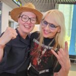 Doro Pesch Instagram - Goofing around with the wonderful @patriciakelly.official at an airport in Italy, wearing my favorite @realcromags shirt! Always great to see you!!! 🤘💪❤️🙏 #Love, #Doro - - - - - - #doropesch #conqueress #allweare #warlock #allformetal #triumphandagony #dorofürimmer #metal #heavymetal #rock #metalhead #metalqueen #queenofmetal #fürimmer #doro40 #metalheads #rocknroll #hairmetal #blondeshavemorefun #vegan #soberlife #nuclearblastrecords @nuclearblastrecords #monstersofrock @realharleyflanagan #monstersofrockradio #patriciakelly #kellyfamily #cromags #realcromags @thekellyfamilyofficial