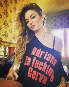 Drea de Matteo Instagram - T- shirts back in the GGB SHOP! LINK IN MY BIO! ⭐️💋⭐️ Fa La Fckn Laaaa! 🎄 **this is a men’s medium that I cut for all them dm’s asking! U gotta cut em yourself! ** @gangstergoddessbroadcast 🎄🎄🎄