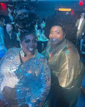 Dulcé Sloan Instagram - The @glaad media awards were a dream. My Prima @irenesmorales took EVERY PICTURE and it was needed. I saw all my favorite people and got to celebrate a community that has always celebrated me. Thank you for the love and the nomination. I lost the award to @iamjhud which is a huge honor. 

Dress: Liquid Gold Colla Voce dress @byvinnik
Necklace & bracelet: @inc_rtw 
Styled by @styleethic