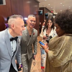Dulcé Sloan Instagram - The @glaad media awards were a dream. My Prima @irenesmorales took EVERY PICTURE and it was needed. I saw all my favorite people and got to celebrate a community that has always celebrated me. Thank you for the love and the nomination. I lost the award to @iamjhud which is a huge honor. 

Dress: Liquid Gold Colla Voce dress @byvinnik
Necklace & bracelet: @inc_rtw 
Styled by @styleethic