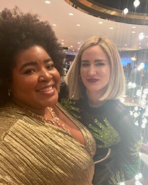 Dulcé Sloan Instagram - The @glaad media awards were a dream. My Prima @irenesmorales took EVERY PICTURE and it was needed. I saw all my favorite people and got to celebrate a community that has always celebrated me. Thank you for the love and the nomination. I lost the award to @iamjhud which is a huge honor. 

Dress: Liquid Gold Colla Voce dress @byvinnik
Necklace & bracelet: @inc_rtw 
Styled by @styleethic