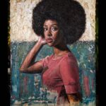 Ebony Obsidian Instagram - At a loss. I feel as though very rarely do people see you, truly, as you are. But, in one of my oldest, bleach stained, shirts, picked out Afro, and minimal makeup, I feel incredibly seen. @TimOkamura this painting is stunning. Your artistry, is stunning. Swipe to see my childhood self portrait. See the difference? Thanks Tim! 😅