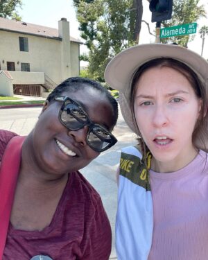 Eden Sher Instagram - Went picketing last week for the first time bc I left for UK the literal DAY the strike started. it was v emotionally difficult to not be able to support for so long. @koramadrama & I walked around Disney for several hours and even tho it was a million degrees it felt good to finally be out there to stand w @sagaftra and in support of @wgawest and hey I even ran into good friends along the way! #sagaftrastrong