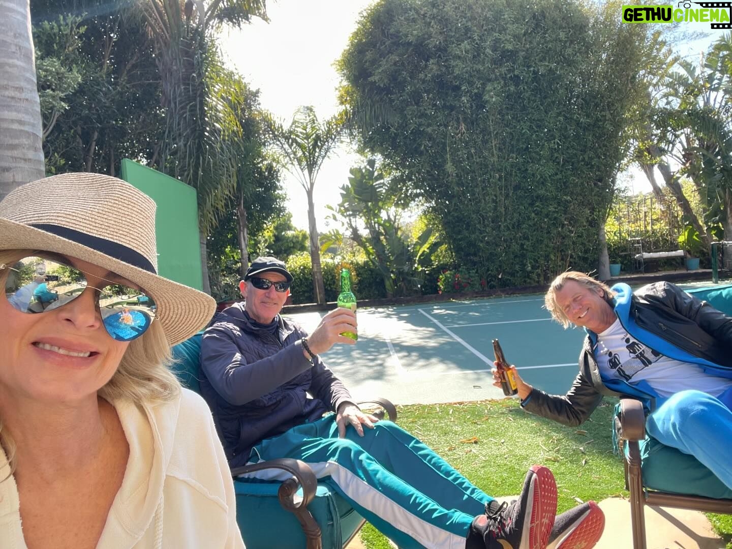 Eileen Davidson Van Patten Instagram - Unwinding with the boys after a looooong day! Talking @challengersmovie with the tennis consultant/coach @bgtennisnation and the hubs @vince_van_patten ! Missing you @kmatgilb the brains of the operation!!! 😉