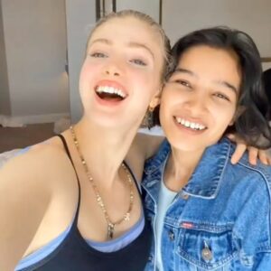 Elena Kampouris Instagram - While in Sydney shooting i met this beautiful spirit @arunna.acharya and this is what we did between filming😜Pajama #Radha party with my guru ji (teacher) but also bahut karib saheli (bestie) who’s been teaching me Hindi!! #throwback to sleepovers in Sydney dancing the night away💞🎉🌝missing her❤️ #girlsnight #Australia #Sydney #girlfriend #besties #girlpower #girls #sleepover #dance #love #ShreyaGhoshal #girl #happy #Bollywood #Hindi #celebrate #support #Indiancinema #culture #music #India #sing #dance #behindthescenes #AliaBhat #VarunDhawan #SidharthMalhotra #instagood #instamusic