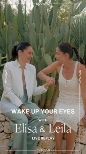Elisa Sednaoui Instagram - Missed the BOVISAJ LIVE? 
Catch the replay of Elisa and Leila discussing how to get wide open eyes through face fitness and more.

Want to discover Face Fitness for yourself?
Head over to www.BOVISAJ.com (link is in our bio) for a free class and get #thatBOVISAJglow
