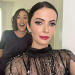 Elizabeth Tulloch Instagram - Some #behindthescenes from @saturnawards Sunday night. Dress: @aliceandolivia by @staceybendet Heels: @toryburch Makeup: @andremakeup Hair: @hellohairbear Skin: @theskingirls @vancouvermedicalaesthetician Bestie: @realbreeturner It was such a wild night of weather!!! But incredible awards show, thank you @saturnawards!! Christopher Nolan, Keanu Reeves, Jodie Foster, James Cameron, Kevin Feige, Emily Blunt etc etc - I was fangirling everywhere. I LOVE being a part of a genre show (again - love you #Grimm fans!). Best and most loyal and smartest fans ever. Thank you so much for coming out in a major storm and I apologize to everyone who I didn’t get to in the autograph line - bc of the weather I was late to the awards and was being rushed inside. 💓💓🥰