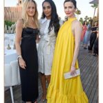 Elizabeth Tulloch Instagram - Had a lovely time with my girl @azietesfai celebrating the launch of @lymalife’s new skincare line. Thank you @aliceandolivia for this beautiful dress and shoutout to @bradgoreski and @storyofmailife for being the best dinner party dates. 💛💛💛