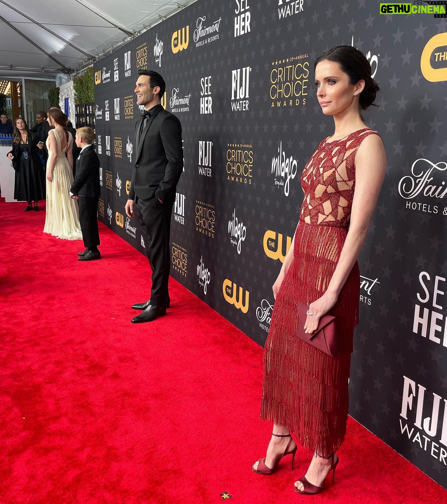 Elizabeth Tulloch Instagram - I had such a wonderful time presenting at the @criticschoice awards on Sunday night β€οΈ οΏ½ Thank you to the magical Lena Bratschi at @Carasoin for making my skin glow with the light of a thousand suns (and for my first experience with dermaplaning!), to stylist @taraswennen @thewallgroup for knocking it out of the park on our first event together ππ» π: @maisonyeya by @yasmine.yeya π : @louboutinworld π: @tylerellisofficial π: @messikajewelry Hair: @josephchase @tmgla π: @karanmitchellmua @sgskinedition for my fave travel HA mist @lymalife for inventing the best at home laser ever - itβs 100X more powerful than LED and perfect for red carpet prep. And thank you to my bestie @realbreeturner for being such a perfect date π Congrats to all the nominees and winners β€οΈβ€οΈβ€οΈ