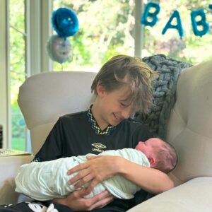 Elle Evans Instagram - We are so pleased to announce the arrival of our new baby angel boy 
💙George Julien-Wade Bellamy🩵 
Born on Sunday May 12, 2024. The most special blessing born on Mother’s Day & what would’ve been my late Mother’s 60th birthday. Named after Matt’s Dad George, my Mom Julie, and my cowboy dad Billy Wade Evans. He arrived healthy, happy, and handsome as ever!!! We are obsessed & basking in newborn heavenly bliss!!! I am recovering well and he has already settled into such a nice routine. So grateful to my wonderfully perfect husband @mattbellamy for being so supportive & by my side every step of the way! It’s an honor to bring another brilliant Bellamy into existence!