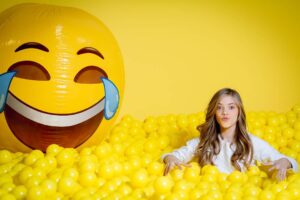 Elle McKinnon Instagram - Caught with my favorite emoji having a ball 😂 What's your favorite emoji? #emoji #ballpit #justdoyou