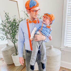 Elle Fowler Instagram - My boys dressed up as Blippi for Halloween! Look at that joy! 🧡💛