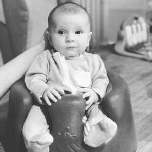 Elle Fowler Instagram - A sweet baby in his Bumbo seat (or as his daddy says, his Bumblebee 😂🐝)