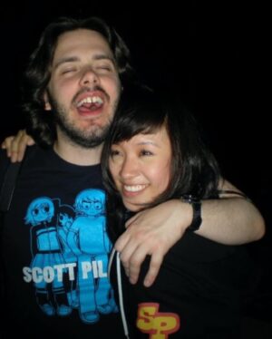 Ellen Wong Instagram - First day and last day with EW.
⚔️🖤Can’t believe this was 10 years ago.
#Repost @edgarwright with @get_repost
・・・
Forgot this one earlier... with @ellewongster. #scottpilgrimis10 #knivesout