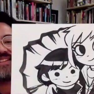 Ellen Wong Instagram - Last chance to win an original #ScottPilgrim drawing by @radiomaru! Go to www.waterforpeople.org/pilgrim, become a monthly donor, and you'll be entered into Monday's raffle for the drawings. Support this vital cause and get some great art out of it too! Also how cuuuute are Knives and Ramona here 😭😝