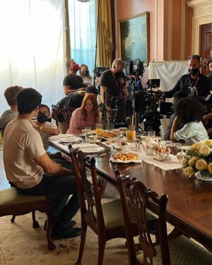 Ellie Bamber Instagram - the food props were a bit of a distraction @rwrbonprime @matthewmichaellopez @casey.mcquiston