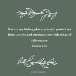 Ellie Holcomb Instagram – The image of God being a hiding place, a place of protection is so precious to me. I have come to this verse often when I have been afraid, during seasons when I have felt under attack, whether by someone’s words here on instagram, by an onslaught of fears or worries, by an intensely busy schedule that feels like it will drown me, or by the weight of this broken world and the sadness that can sometimes just come crashing down over my head.

This promise from Psalm 32:7 reminds me that I never have to face any of that alone, which is deeply comforting to me. I always have a shelter built of love, and the door is always open, and no matter how dark things get, there is light and hope and peace inside. Not only that…there is this image in this verse that reminds me of a mother. I love imagining God as a mother, holding a scared or sad or sick child to her chest, rocking and humming softly the songs that bring comfort to the most weary and trembling soul. Whatever you face today, I pray that you’ll be reminded that you are not alone. God is with you. God is holding you, protecting you, and humming songs of deliverance over you. What a precious and intimate peek into the heart of God to care so tenderly and so well for all of us.

#fightingwords #fightingwordsfriday #fwf #scripture #bibleverses #verseoftheday #inspiration #devotional #ellieholcomb