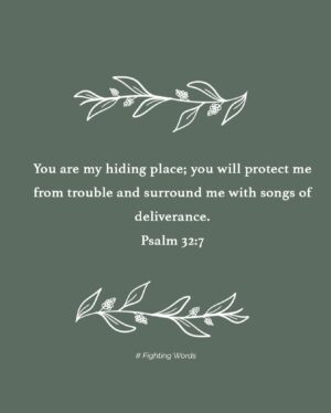 Ellie Holcomb Instagram - The image of God being a hiding place, a place of protection is so precious to me. I have come to this verse often when I have been afraid, during seasons when I have felt under attack, whether by someone’s words here on instagram, by an onslaught of fears or worries, by an intensely busy schedule that feels like it will drown me, or by the weight of this broken world and the sadness that can sometimes just come crashing down over my head.

This promise from Psalm 32:7 reminds me that I never have to face any of that alone, which is deeply comforting to me. I always have a shelter built of love, and the door is always open, and no matter how dark things get, there is light and hope and peace inside. Not only that…there is this image in this verse that reminds me of a mother. I love imagining God as a mother, holding a scared or sad or sick child to her chest, rocking and humming softly the songs that bring comfort to the most weary and trembling soul. Whatever you face today, I pray that you’ll be reminded that you are not alone. God is with you. God is holding you, protecting you, and humming songs of deliverance over you. What a precious and intimate peek into the heart of God to care so tenderly and so well for all of us.

#fightingwords #fightingwordsfriday #fwf #scripture #bibleverses #verseoftheday #inspiration #devotional #ellieholcomb