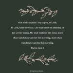 Ellie Holcomb Instagram - This verse always hits me deep. I think because I’ve had a LOT of seasons of crying out to God from the depths….depths of loneliness, depths of longing for people I love to be healed, depths of heartache, depths of depression, depths of feeling misunderstood. Have you been there? In the dark night of the soul when it feels like that morning won’t come? Long seasons of seemingly senseless loss and suffering, long seasons of life not turning out like you hoped it would, long seasons of feeling lost in the shadows of anxiety, worry , and depression. Lord, have mercy. I think most of us know these seasons, and whenever I read this Psalm, it reminds me that I’m not alone in the dark nights of the soul. I hope it reminds you that you’re not alone too. As it turns out, the morning always comes, and God always hears our cries for mercy. For me , God doesn’t always answer my prayers in the way that I’ve hoped He would, but He does hear me and meet me , even when I’m in the lowest and darkest valleys. I hope these words remind you that God hears you too. #fightingwords #fightingwordfriday #fwf #scripture #bibleverses #verseoftheday #inspiration #devotional #ellieholcomb