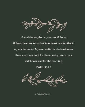 Ellie Holcomb Instagram - This verse always hits me deep. I think because I’ve had a LOT of seasons of crying out to God from the depths….depths of loneliness, depths of longing for people I love to be healed, depths of heartache, depths of depression, depths of feeling misunderstood. Have you been there? In the dark night of the soul when it feels like that morning won’t come? Long seasons of seemingly senseless loss and suffering, long seasons of life not turning out like you hoped it would, long seasons of feeling lost in the shadows of anxiety, worry , and depression. 

Lord, have mercy. I think most of us know these seasons, and whenever I read this Psalm, it reminds me that I’m not alone in the dark nights of the soul. I hope it reminds you that you’re not alone too. As it turns out, the morning always comes, and God always hears our cries for mercy. For me , God doesn’t always answer my prayers in the way that I’ve hoped He would, but He does hear me and meet me , even when I’m in the lowest and darkest valleys. I hope these words remind you that God hears you too. 
#fightingwords #fightingwordfriday #fwf #scripture #bibleverses #verseoftheday #inspiration #devotional #ellieholcomb