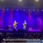 Ellie Holcomb Instagram - I’ll NEVER forget last night. I’ve been pretty sick for the past 3 days and struggling a bit to sing at our shows, but last night my voice went almost completely out 30 minutes before the show. This = PANIC as a singer that close to show time, but @drewholcombmusic and I decided we’d play the show anyway. It was sold out in Huntsville, AL and people had come from ALL over the states to hear us . Drew said to me , “Babes, I’ll cover you , and we’ll let the crowd in, and ask them to help carry you by singing your parts when you can’t.” Y’all! It is VULNERABLE singing sick . I didn’t know what notes I would be able to hit and which ones would just be completely gone, but I am SO glad I didn’t let fear keep me from saying a surrendered YES to last night. One of my weakest and scariest nights as a performer turned into one of my favorite shows I’ve ever played. @drewholcombmusic covered my parts. The crowd literally carried me , and sang “I Will Carry You” for me when I couldn’t keep going, our crew brought me hot tea and honey all night, prayed for me, adjusted set lists and the sound in the room to make a space for my weak warbling whisper of a voice ! My spiritual director happened to be there from Nashville and prayed peace over me and my throat and my spirit , and I am here to report that encountered deep peace when it made absolutely NO sense at all to have it. I’ll never forget playing keys for Drew , while he sang my song , “Constellations”. I’ll never forget the kindness of that entire crowd as I limped my way through the night . Thankful for my in-laws who were there and prayed for me, for my manager, who kept the hot water boiling & @lipton instant soup in a cup at the ready for me, for the IV nurse who last minute came to the venue to give me an infusion of fluids, and to every single person in the crowd who lifted me up with kindness and grace when I couldn’t really do my job. We had to cancel the show tonight in Winfield & I’m on vocal rest for 4 days, but NO damage to my voice thankfully . Grateful for a living reminder last night that we don’t do life alone, and when we show up broken and honest, LOVE can meet us there! ✨