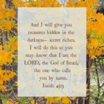 Ellie Holcomb Instagram - One of my friends connected to the Covenant Community sent this verse to me last week, as we were all grieving, remembering , and holding onto hope. She told me it was the verse she was clinging to for the week. I thought that was so beautiful, and had never honestly taken notice of that specific scripture, so I held onto it as well. Y’all. I don’t have enough words in this caption to tell all the ways that God placed treasure in the darkness of last week. It was stunning. The treasures didn’t take away the ache. They didn’t erase the pain of the anniversary of that tragic day, but they reminded me that we never walk through any dark night alone. I hope that this verse reminds you of the way Love gets the final word, no matter what. Not death. Not darkness. Not suffering. Love and Light win out in the end, but even as we walk through the dark nights of the soul, there is hidden treasure there to remind us where we came from, to remind us we are seen and loved and known by name. Oh God, give us eyes to see the hidden treasure and hearts to understand the measure of Your love for us…that walks beside us from the garden to the grave, and back home to the garden again. #fightingwords #fightingwordfriday #fwf #christiantiktok #scripture #bibleverses #verseoftheday #inspiration #devotional #ellieholcomb