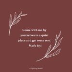 Ellie Holcomb Instagram – How amazing does this sound? “Come with me by yourselves to a quiet place and get some rest.“ How often do you do this? Is it hard to get quiet for you? I feel like with my phone ringing and buzzing and alerting me every time a friend posts a picture, the coat I was looking at goes on sale, or the latest tragedy strikes via my news feed, it’s hard to get quiet. My watch that’s on my wrist will even buzz at me if I’m still for too long telling me to MOVE. I think movement and work is good. I truly do, but those come to me naturally. For me, it takes work and intention to REST. Sounds crazy, but I am learning to turn my phone off, to be still, to meditate on beauty and truth, and it takes a herculean effort to get there some days. But guess what? I have not one regret about taking time to rest and to be quiet in the presence of the One who loves me most and knows me best.

#fightingwords #fightingwordsfriday #fwf #scripture #bibleverses #verseoftheday #inspiration #devotional #ellieholcomb