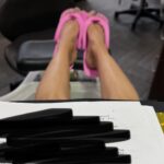Elodie Yung Instagram - Here’s my walk of shame (from the nail salon where they kindly gave me paper flip flops to go) Living the dream 💅🏻🩴🌴