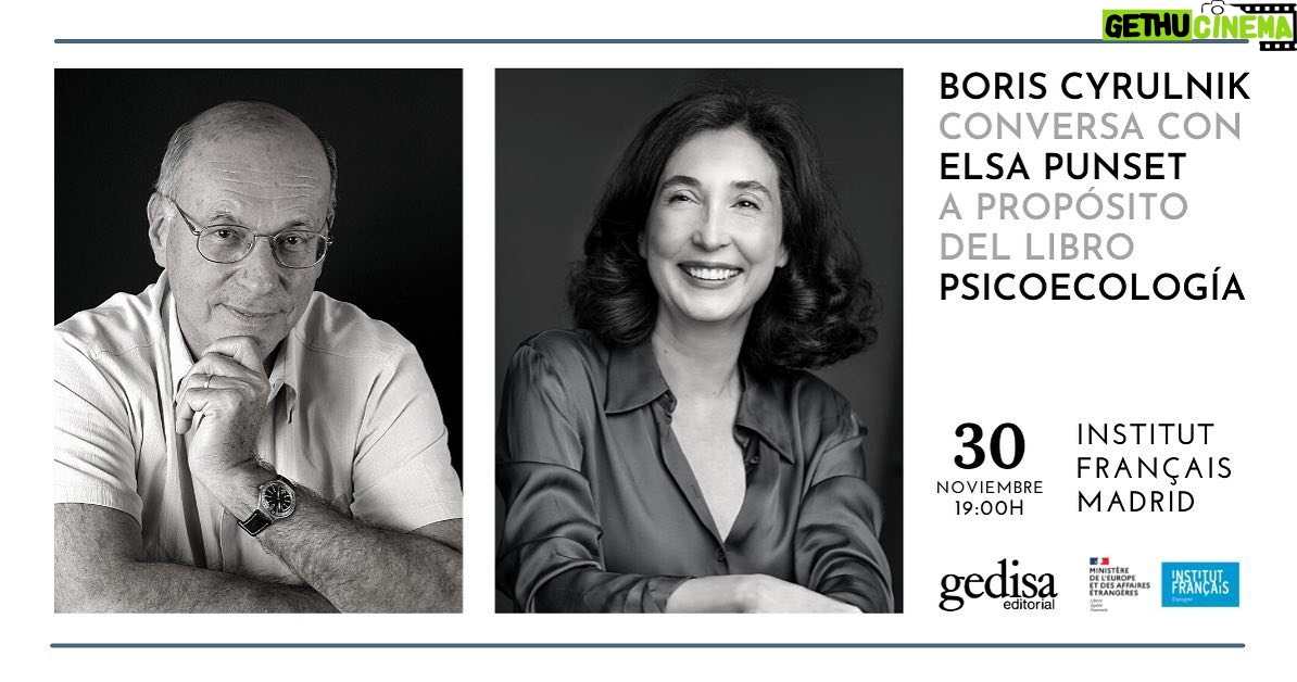 Elsa Punset Instagram - Quería compartir aquí que el próximo martes 30 tendré la alegría de acompañar al Dr. Boris Cyrulnik en la presentación de su nuevo libro en España. Os esperamos! #institutfrançais #boriscyrulnik #psicoecología