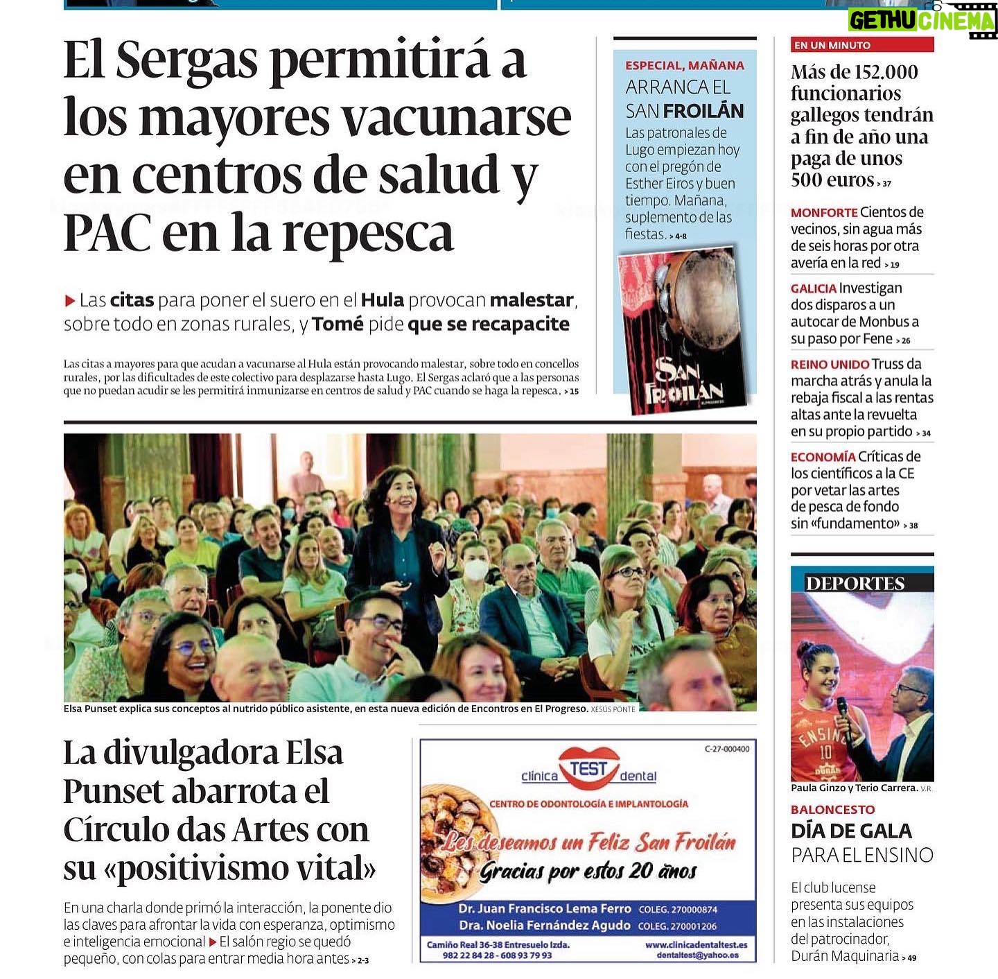 Elsa Punset - 684 Likes - Qué gran encuentro anoche en Lugo! Gracias a todos los asistentes por vuestra participación entusiasta y apoyo y a @elprogresodelugo por hacerlo posible👍🙌🙌 #inteligenciaemocional #lugo #elsapunset #onehealth