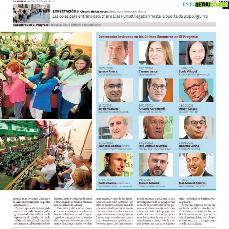 Elsa Punset - 684 Likes - Qué gran encuentro anoche en Lugo! Gracias a todos los asistentes por vuestra participación entusiasta y apoyo y a @elprogresodelugo por hacerlo posible👍🙌🙌 #inteligenciaemocional #lugo #elsapunset #onehealth