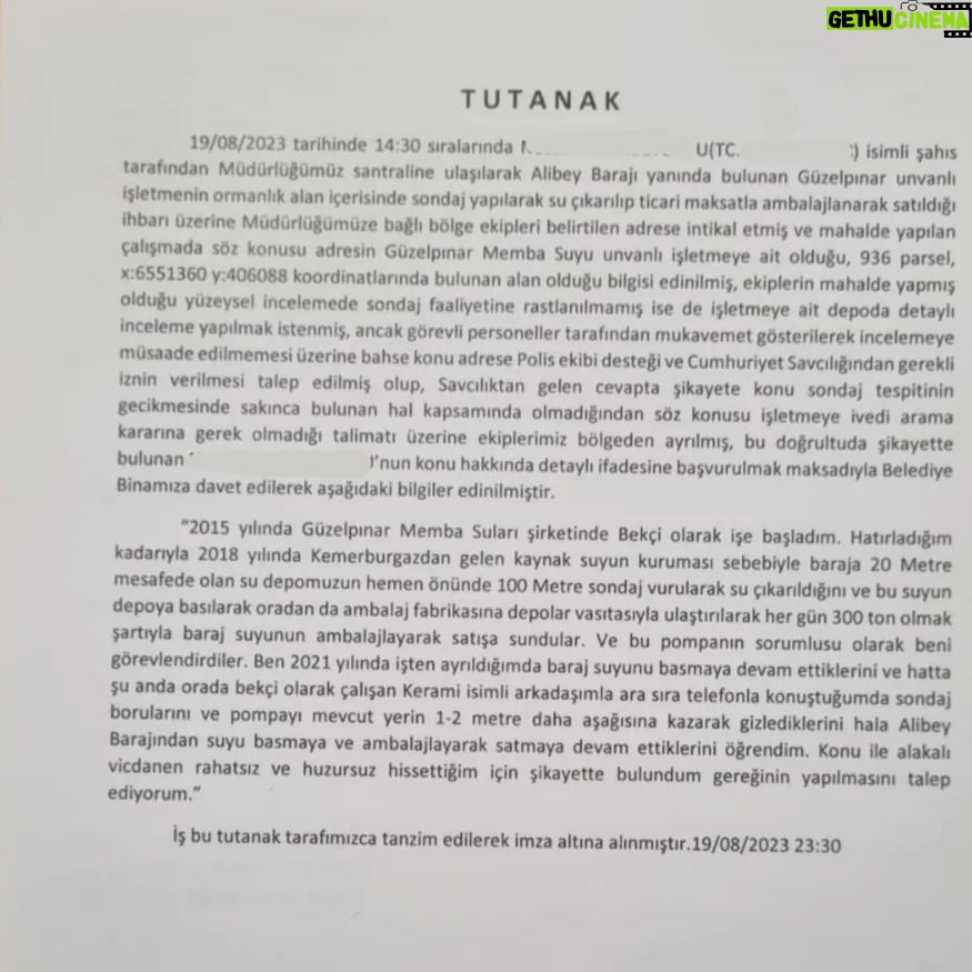 Emel Müftüoğlu Instagram - İstanbul'un iki aylik suyu kaldi ya nedenlerini bilmek ister misiniz O zaman bu tutanagi okuyun lutfen @rterdogan @ekremimamoglu aliyerlikaya_ @ibrahimyumakli_tr @dsu.isleri @istanbulbuyuksehirbld #istanbulunsuyucaliniyor