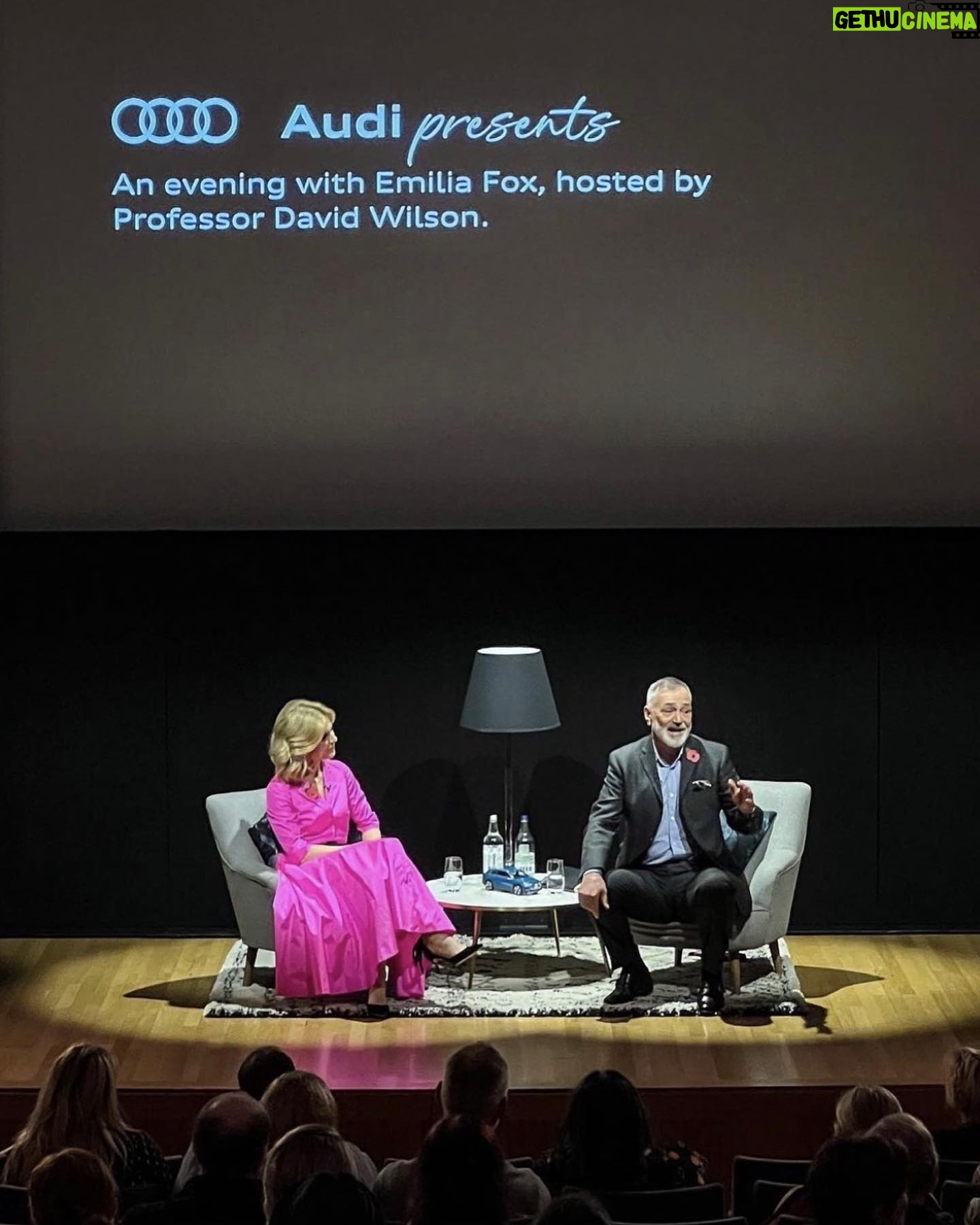Emilia Fox - 7.6K Likes - Had such a great time talking to my dear friend and leading criminologist @professordavidwilson last night for #Audipresents with such a lovely audience @nationalgallery . With thanks to @audiuk and @suzannahlondon @emmylondonofficial @coeur_de_lion_jewellery for letting me #borrow such a fab dress, heels & jewellery . And thank you @lizbeckettmua @bencooke_lockonego @arabellaboycestylist #audiambassador